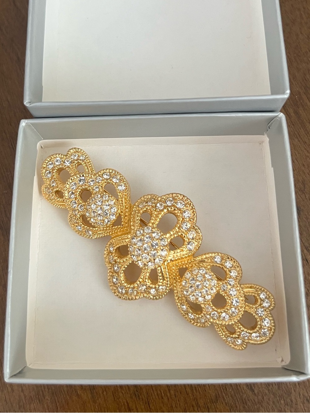 Vintage Dior Gold Crystal Floral Link Brooch